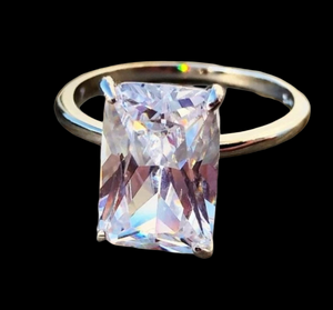 NEW Huge 3 carat Radiant Cut AAAA+ Quality Zircon Diamond Solitaire Ring